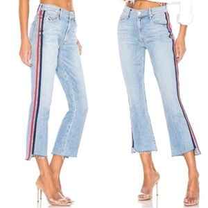 MOTHER SUPERIOR JEANS Racer Stripe Crop Step Fray